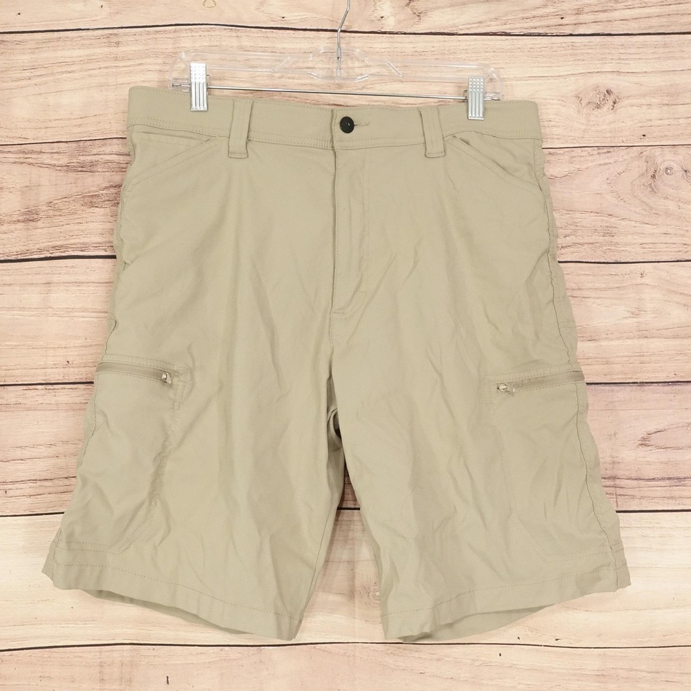 Wrangler Shorts Mens 36 Beige Cargo Nylon Stretch 9.5 Inseam Travel Casual